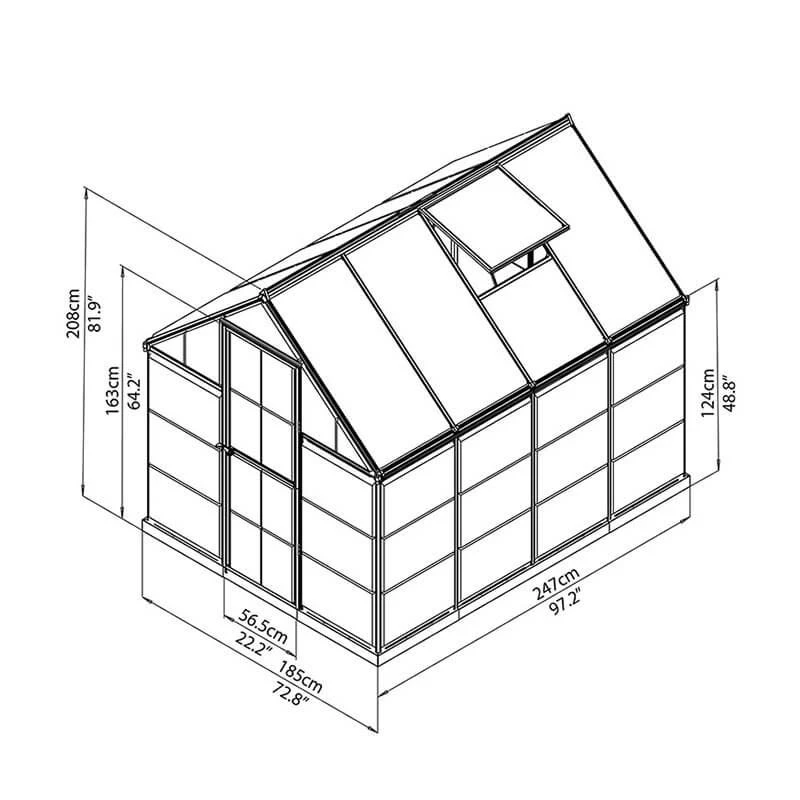 6'x6' Palram Canopia Hybrid Small Green Polycarbonate Greenhouse (1.8x1.8m) 11 6'x6' Palram Canopia Hybrid Small Green Polycarbonate Greenhouse (1.8x1.8m) - Image 9