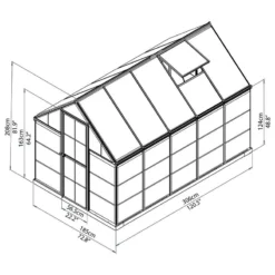 6'x10' Palram Canopia Hybrid Walk In Green Polycarbonate Greenhouse (1.8x3m) -Zen Gardenia Sales 701619 hybrid 6x10 green drawing1