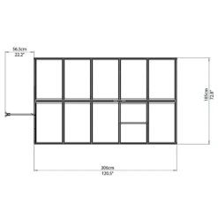 6'x10' Palram Canopia Hybrid Walk In Green Polycarbonate Greenhouse (1.8x3m) -Zen Gardenia Sales 701619 hybrid 6x10 green drawing2