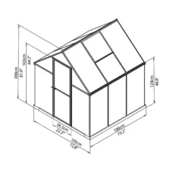 6'x6' Palram Canopia Mythos Small Silver Polycarbonate Greenhouse (1.8x1.8m) 13 6'x6' Palram Canopia Mythos Small Silver Polycarbonate Greenhouse (1.8x1.8m) -Zen Gardenia Sales 701630 palram greenhouses mythos 6x6 drawing isoview