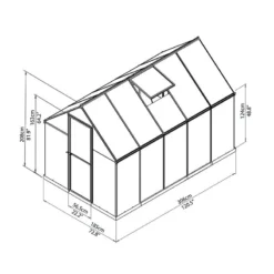 6'x10' Palram Canopia Mythos Large Walk In Silver Polycarbonate Greenhouse (1.8x3m) -Zen Gardenia Sales 701631 palram greenhouses mythos 6x10 drawing isoview