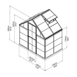 6'x4' Palram Canopia Harmony Small Silver Polycarbonate Greenhouse (1.8x1.2m) 14 6'x4' Palram Canopia Harmony Small Silver Polycarbonate Greenhouse (1.8x1.2m) -Zen Gardenia Sales 701634 harmony greenhouse 6x4 palram isoview