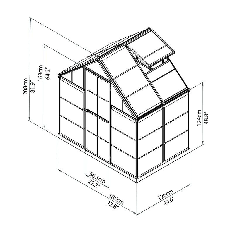 6'x4' Palram Canopia Harmony Small Silver Polycarbonate Greenhouse (1.8x1.2m) 5 6'x4' Palram Canopia Harmony Small Silver Polycarbonate Greenhouse (1.8x1.2m) - Image 3