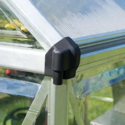 6'x4' Palram Canopia Hybrid Small Silver Polycarbonate Greenhouse (1.8x1.2m) -Zen Gardenia Sales 701651 hybrid 6x4 silver gutter1