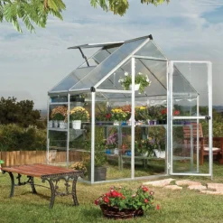6'x4' Palram Canopia Hybrid Small Silver Polycarbonate Greenhouse (1.8x1.2m) -Zen Gardenia Sales 701651 hybrid 6x4 silver no2