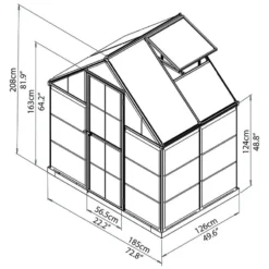 6'x4' Palram Canopia Hybrid Small Green Polycarbonate Greenhouse (1.8x1.2m) 13 6'x4' Palram Canopia Hybrid Small Green Polycarbonate Greenhouse (1.8x1.2m) -Zen Gardenia Sales 701652 hybrid 6x4 green drawing1