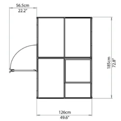 6'x4' Palram Canopia Hybrid Small Green Polycarbonate Greenhouse (1.8x1.2m) 14 6'x4' Palram Canopia Hybrid Small Green Polycarbonate Greenhouse (1.8x1.2m) -Zen Gardenia Sales 701652 hybrid 6x4 green drawing2