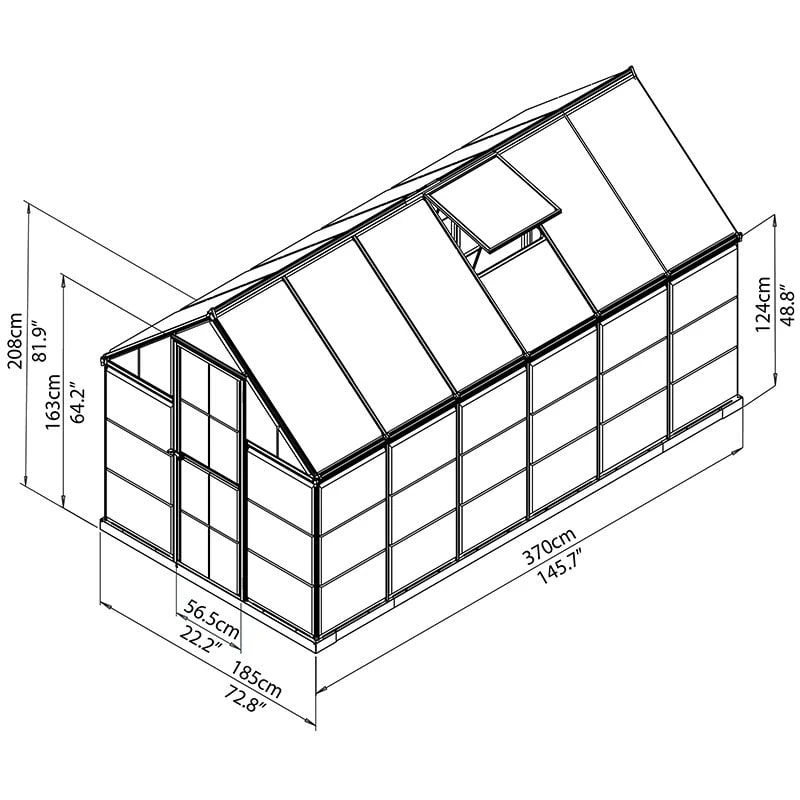 6'x12' Palram Canopia Hybrid Large Walk In Silver Polycarbonate Greenhouse (1.8x3.6m) 5 6'x12' Palram Canopia Hybrid Large Walk In Silver Polycarbonate Greenhouse (1.8x3.6m) - Image 3