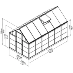 6'x12' Palram Canopia Hybrid Large Walk In Green Polycarbonate Greenhouse (1.8x3.6m) 13 6'x12' Palram Canopia Hybrid Large Walk In Green Polycarbonate Greenhouse (1.8x3.6m) -Zen Gardenia Sales 701785 hybrid 6x12 green drawing1