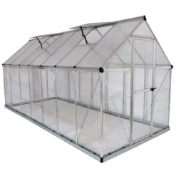 6'x14' Palram Canopia Hybrid Large Walk In Silver Polycarbonate Greenhouse (1.8x4.2m) -Zen Gardenia Sales 701788 hybrid 6x14 silver cutout