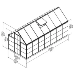 6'x14' Palram Canopia Hybrid Large Walk In Silver Polycarbonate Greenhouse (1.8x4.2m) -Zen Gardenia Sales 701788 hybrid 6x14 silver drawing1