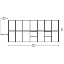 6'x14' Palram Canopia Hybrid Large Walk In Silver Polycarbonate Greenhouse (1.8x4.2m) -Zen Gardenia Sales 701788 hybrid 6x14 silver drawing2