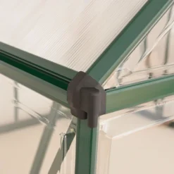 8' X 8' Palram Canopia Balance Green Greenhouse (2.47m X 2.44m) -Zen Gardenia Sales 701924 balance 8x8 green greenhouse close up2 min 1