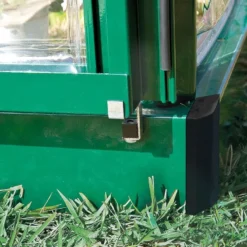 8' X 8' Palram Canopia Balance Green Greenhouse (2.47m X 2.44m) -Zen Gardenia Sales 701924 balance 8x8 green greenhouse close up9 min 1