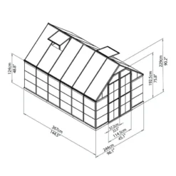8'x12' Palram Canopia Balance Large Walk In Aluminium Framed Greenhouse (2.4x3.6m) -Zen Gardenia Sales 701925 palram greenhouses balance 8x12 drawing isoview greenhouses