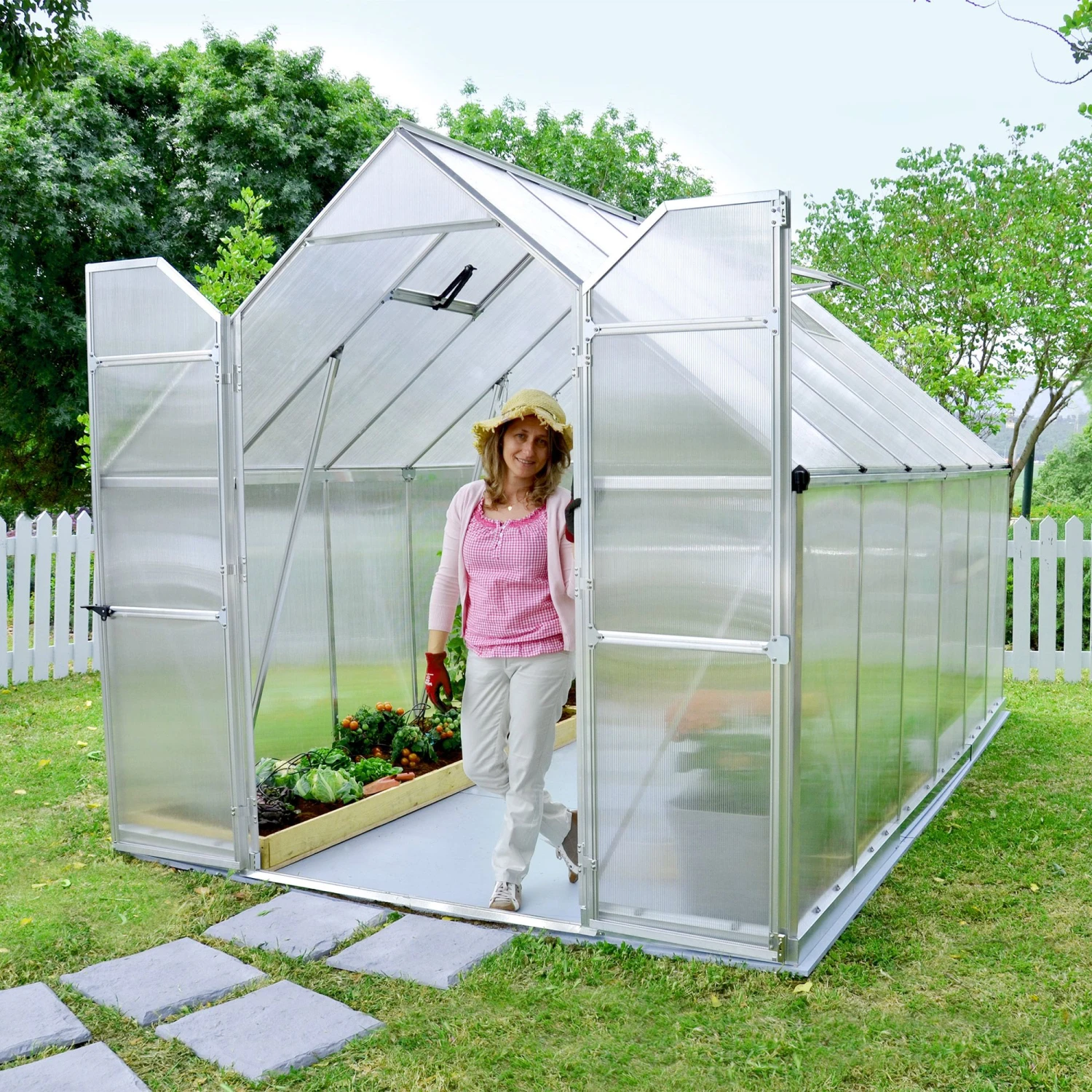8'x12' Palram Canopia Essence Large Walk In Aluminium Framed Greenhouse (2.4x3.6m) 4 8'x12' Palram Canopia Essence Large Walk In Aluminium Framed Greenhouse (2.4x3.6m) - Image 2