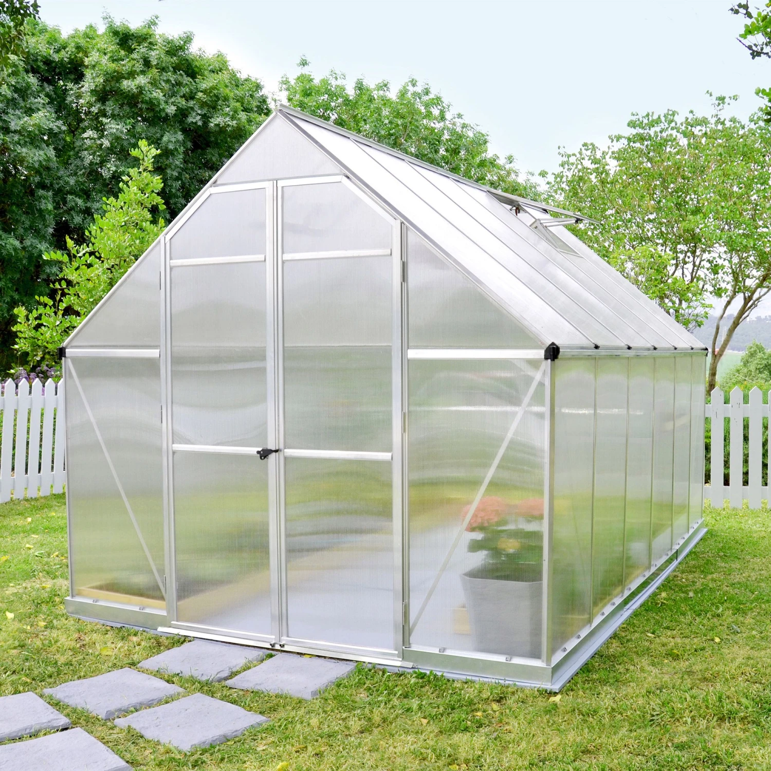 8'x12' Palram Canopia Essence Large Walk In Aluminium Framed Greenhouse (2.4x3.6m) 3 8'x12' Palram Canopia Essence Large Walk In Aluminium Framed Greenhouse (2.4x3.6m)