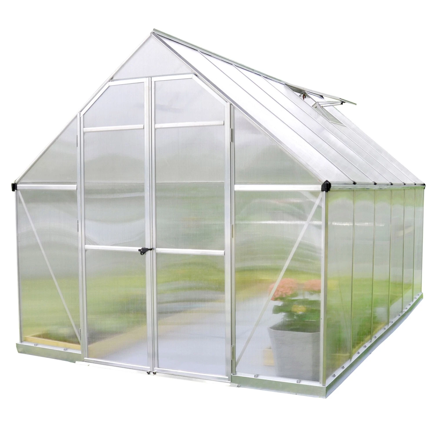 8'x12' Palram Canopia Essence Large Walk In Aluminium Framed Greenhouse (2.4x3.6m) 7 8'x12' Palram Canopia Essence Large Walk In Aluminium Framed Greenhouse (2.4x3.6m) - Image 5