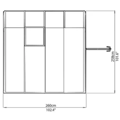 8'x8' Palram Canopia Rion White Sun Room Walk In Wall Greenhouse (2.4x2.4m) -Zen Gardenia Sales 702121 sun room clear 8x8 drawing2