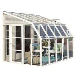 8'x10' Palram Canopia Rion White Sun Room Walk In Wall Greenhouse (2.4x3m) -Zen Gardenia Sales 702124 sun room clear 8x10 cutout2