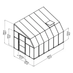 8'x12' Palram Canopia Rion White Sun Room Walk In Wall Greenhouse (2.4x3.6m) -Zen Gardenia Sales 702131 sun room clear 8x12 drawing1