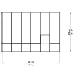 8'x12' Palram Canopia Rion White Sun Room Walk In Wall Greenhouse (2.4x3.6m) -Zen Gardenia Sales 702131 sun room clear 8x12 drawing2
