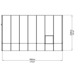 8'x14' Palram Canopia Rion White Sun Room Walk In Wall Greenhouse (2.4x4.2m) -Zen Gardenia Sales 702133 sun room clear 8x14 drawing2