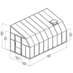 8'x16' Palram Canopia Rion White Sun Room Walk In Wall Greenhouse (2.4x4.8m) -Zen Gardenia Sales 702135 sun room clear 8x16 drawing1