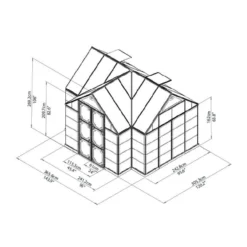 12'x10' Palram Canopia Victory Orangery Large Walk In Polycarbonate Greenhouse (3.6x3m) -Zen Gardenia Sales 702422 12x10 palram greenhouses victory orangery drawing