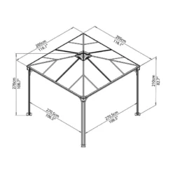 Palram Canopia Palermo 3000-3x3 Garden Gazebo -Zen Gardenia Sales 702425 palram garden gazebo palermo 3000 drawing isoview