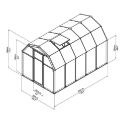 6'x10' Palram Canopia Rion EcoGrow Walk In Green Polycarbonate Greenhouse (1.8x3m) -Zen Gardenia Sales 702468 rion greenhouses eco grow 6x10 drawing isoview