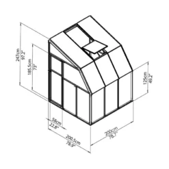 6'x6' Palram Canopia Rion White Lean To Sun Room (1.8x1.8m) -Zen Gardenia Sales 702482 rion greenhouses sunroom sunlounge 6x6 drawing isoview