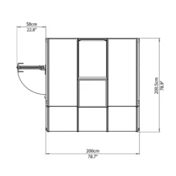 6'x6' Palram Canopia Rion White Lean To Sun Room (1.8x1.8m) -Zen Gardenia Sales 702482 rion greenhouses sunroom sunlounge 6x6 drawing topview