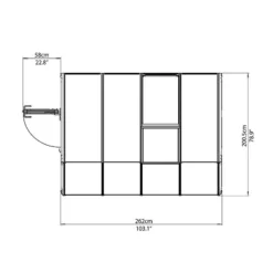 6'x8' Palram Canopia Rion White Lean To Greenhouse (1.8x2.4m) -Zen Gardenia Sales 702483 rion greenhouses sunroom sunlounge 6x8 drawing topview