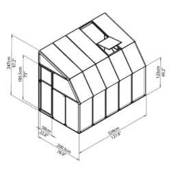 6'x10' Palram Canopia Rion White Sun Room Walk In Wall Greenhouse (1.8x3m) -Zen Gardenia Sales 702485 rion greenhouses sunroom sunlounge 6x10 drawing isoview