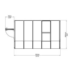 6'x10' Palram Canopia Rion White Sun Room Walk In Wall Greenhouse (1.8x3m) -Zen Gardenia Sales 702485 rion greenhouses sunroom sunlounge 6x10 drawing topview