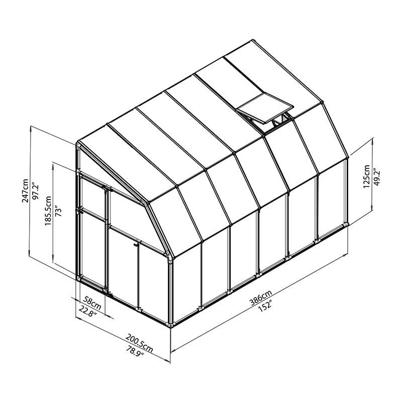 6'x12' Palram Canopia Rion White Sun Room Walk In Wall Greenhouse (1.8x3.6m) 4 6'x12' Palram Canopia Rion White Sun Room Walk In Wall Greenhouse (1.8x3.6m) - Image 2