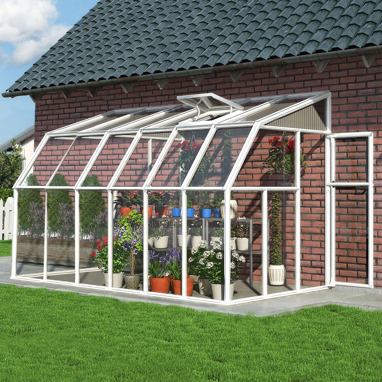 6'x12' Palram Canopia Rion White Sun Room Walk In Wall Greenhouse (1.8x3.6m) 3 6'x12' Palram Canopia Rion White Sun Room Walk In Wall Greenhouse (1.8x3.6m)