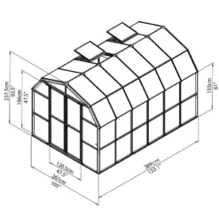 8'x12' Palram Canopia Rion Grand Gardener Large Polycarbonate Greenhouse (2.4x3.6m) -Zen Gardenia Sales 702493 grand gardener clear 8x12 drawing1