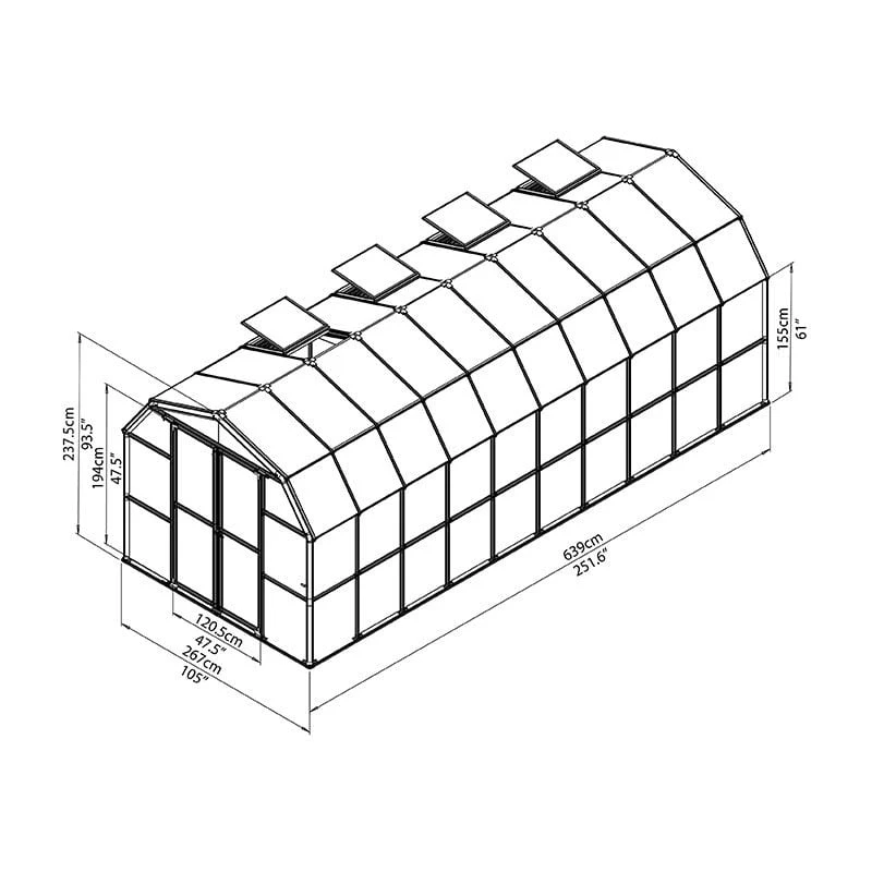 Palram Canopia Rion Grand Gardner 8x20 Green Greenhouse 5 Palram Canopia Rion Grand Gardner 8x20 Green Greenhouse - Image 3