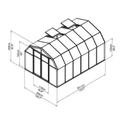 8'x12' Palram Canopia Rion Hobby Gardener Large Green Greenhouse (2.4x3.6m) -Zen Gardenia Sales 702497 rion greenhouses hobbygardener 8x12 drawing isoview