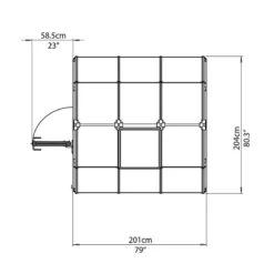 6'x6' Palram Canopia Rion EcoGrow Small Green Polycarbonate Greenhouse (1.8x1.8m) -Zen Gardenia Sales 702521 rion greenhouses eco grow 6x6 drawing topview