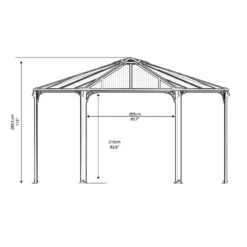 15x13 Palram Canopia Monaco Grey Hexagon Garden Gazebo -Zen Gardenia Sales 702563 monaco hexagonal gazebo palram dimensions