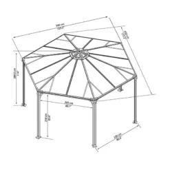 15x13 Palram Canopia Monaco Grey Hexagon Garden Gazebo -Zen Gardenia Sales 702563 monaco hexagonal gazebo palram isoview