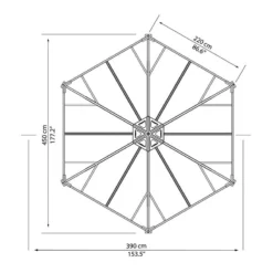 15x13 Palram Canopia Monaco Grey Hexagon Garden Gazebo -Zen Gardenia Sales 702563 monaco hexagonal gazebo palram topview