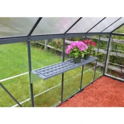 6' X 10' Palram Canopia Hybrid Grey Greenhouse (1.85m X 3.06m) -Zen Gardenia Sales 702767 hybrid 6x10 grey greenhouse close up5 min 1