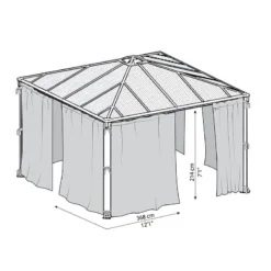 Palram Canopia Palermo 3000/ 3600 Gazebo Curtains -Zen Gardenia Sales 703319 palram canopia palermo 3000 3600 gazebo curtains drawing min
