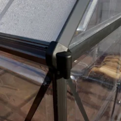 6' X 4' Palram Canopia Hybrid Grey Greenhouse (1.85m X 1.26m) -Zen Gardenia Sales 703483 hybrid 6x4 grey greenhouse close up2 min 1