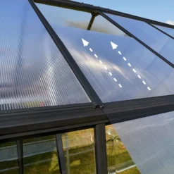 6' X 6' Palram Canopia Hybrid Grey Greenhouse (1.85m X 1.86m) -Zen Gardenia Sales 703484 hybrid 6x6 grey greenhouse close up4 min 1