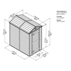 4' X 6' Palram Canopia Dark Green Skylight Plastic Shed (1.21m X 1.77m) -Zen Gardenia Sales 703651 skylight shed 4x6 dark green drawing1 min